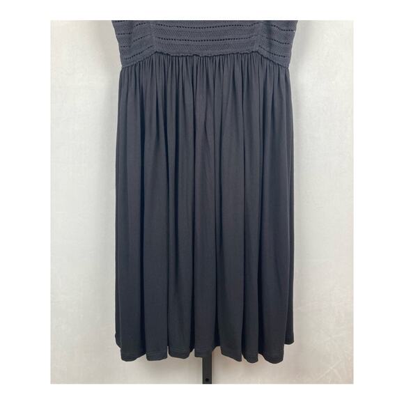 Whistles Crochet Lace Jersey Dress Black Size L Tassels Smocked Flowy Sleeveless - Picture 5 of 10